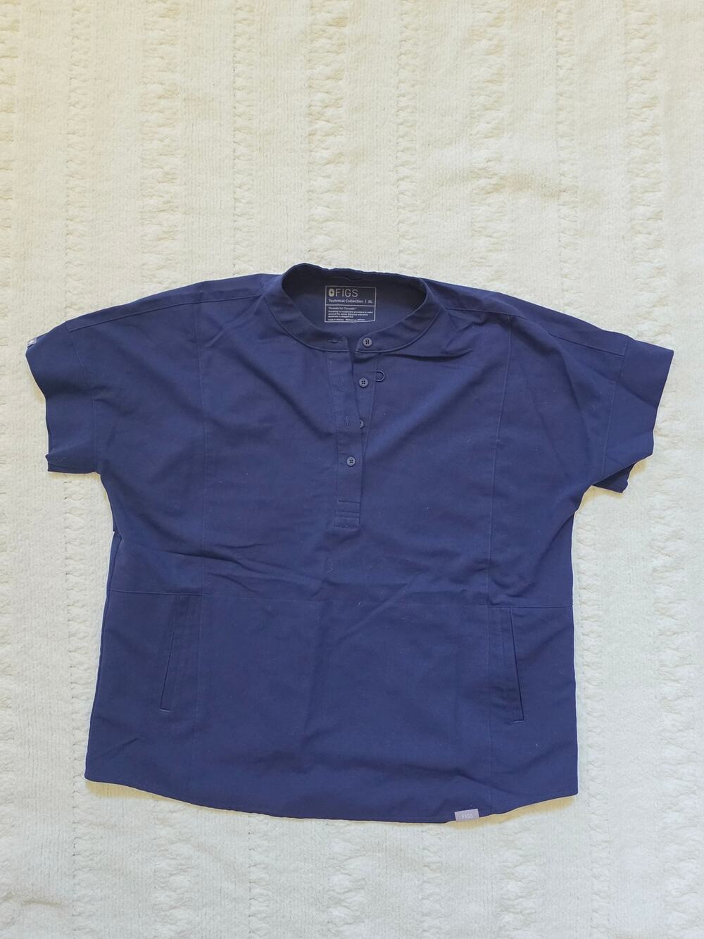 Figs Navy Manila Mandarin Collar Scrub Top XL
